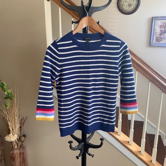 TALBOTS Audrey Stripe Cashmere Sweater Medium Petit (MP) - Picture 1 of 13